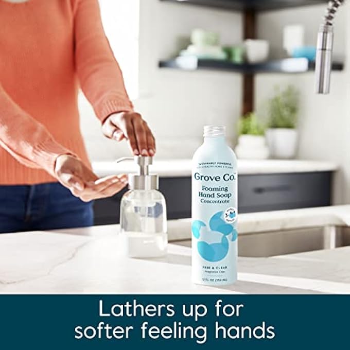Grove Co. HYDRATING FOAMING HAND SOAP REFILLS (2 X 12 OZ), MOISTURIZING HAND WASH, FRAGRANCE-FREE, NO PLASTIC OR PARABENS, CRUELTY FREE, FREE & CLEAR UNSCENTED (PACK OF 2) - Image 4